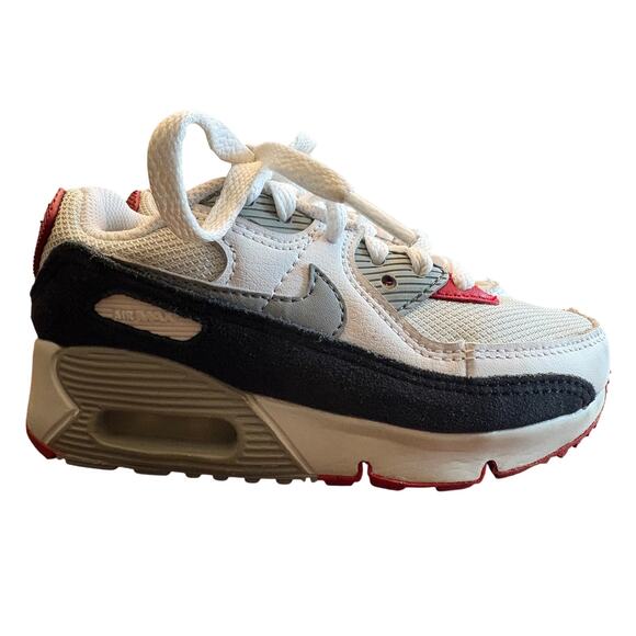 NIKE AIR MAX 90 (PS) - PHOTON DUST/PARTICLE GREY/VARSITY RED - Kid’s size 11C - Picture 1 of 10